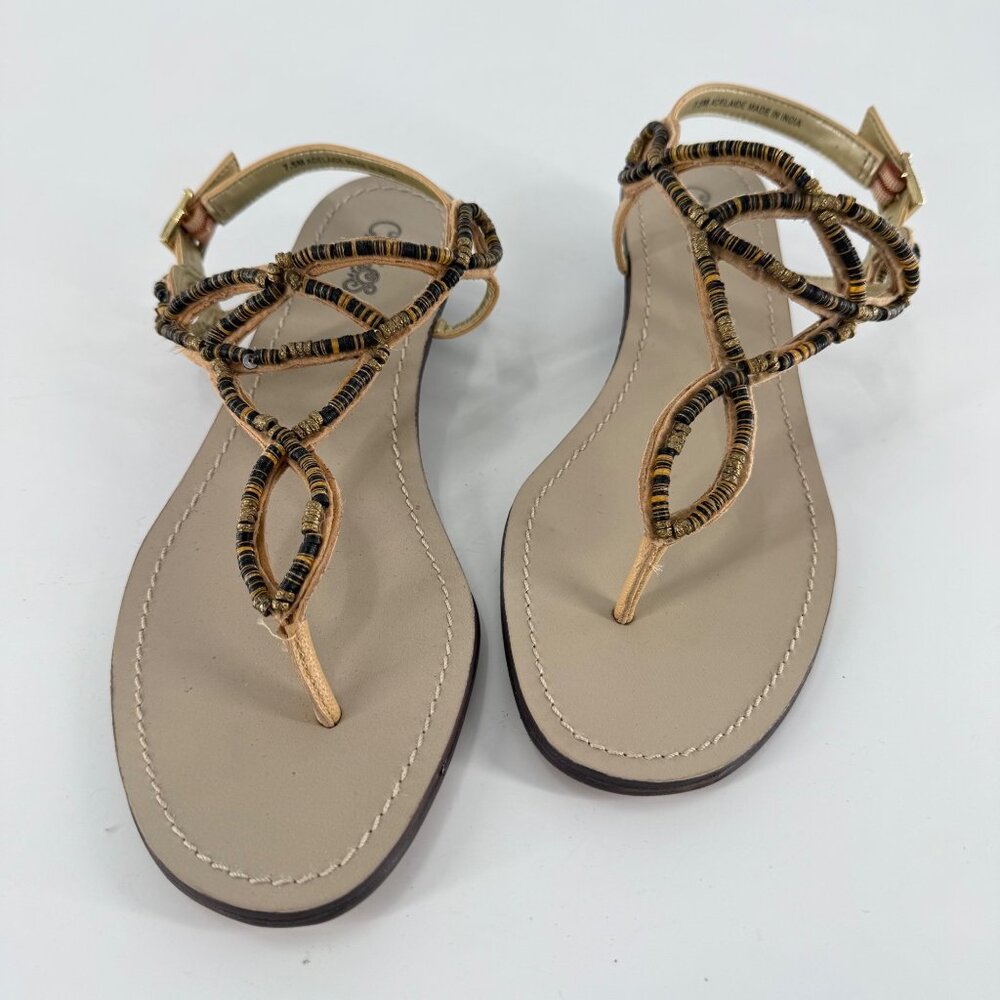NWOT, Carlos By Carlos Santana Womens Beaded Adelaide Sandals Size 7.5M Leather